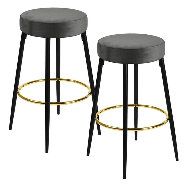 26.4" Bar Stools Modern Round Velvet Kitchen Counter Stool for Kitchen