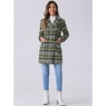 thumbnail image 3 of DARING DIVA Women's Plaids Double Breasted Notched Lapel Trench Coat Light Green M, 3 of 6