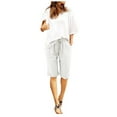 White Shorts Women's casual pockets loose elastic large size thin
