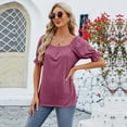 thumbnail image 4 of USSUMA Summer Tops for Women 2025 Women's Tops Loose And Comfortable Leisure Short Sleeve Fashion Tops T-shirt Casual Reduced Price Red Polyester M, 4 of 4