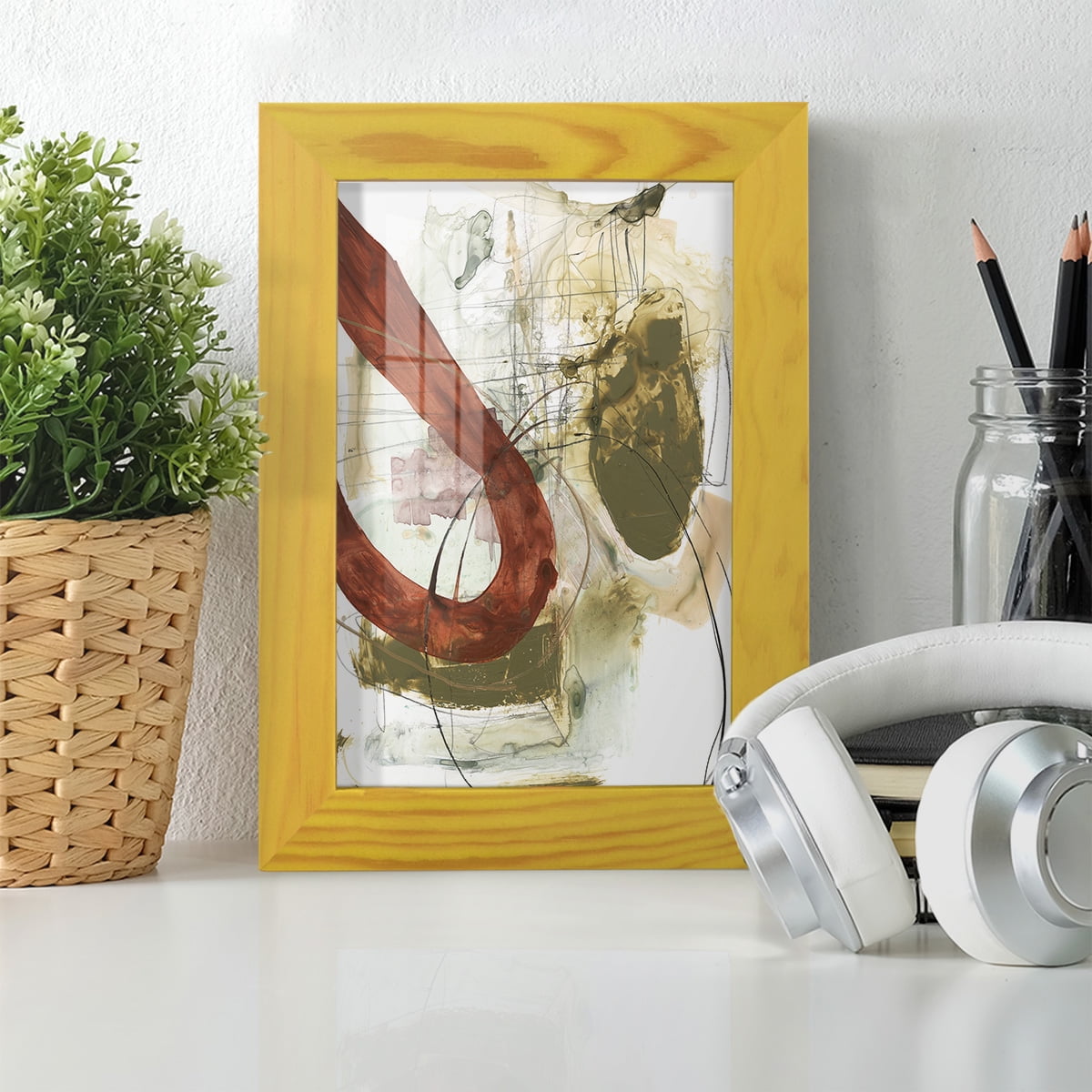 Rusted Loops I - Framed Print w/glass - Sunflower Yellow