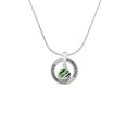 thumbnail image 2 of Delight Jewelry Silvertone Wide Lime Green Zebra Print Band Spinner Gymnastics Ring Charm Necklace, 18", 2 of 4