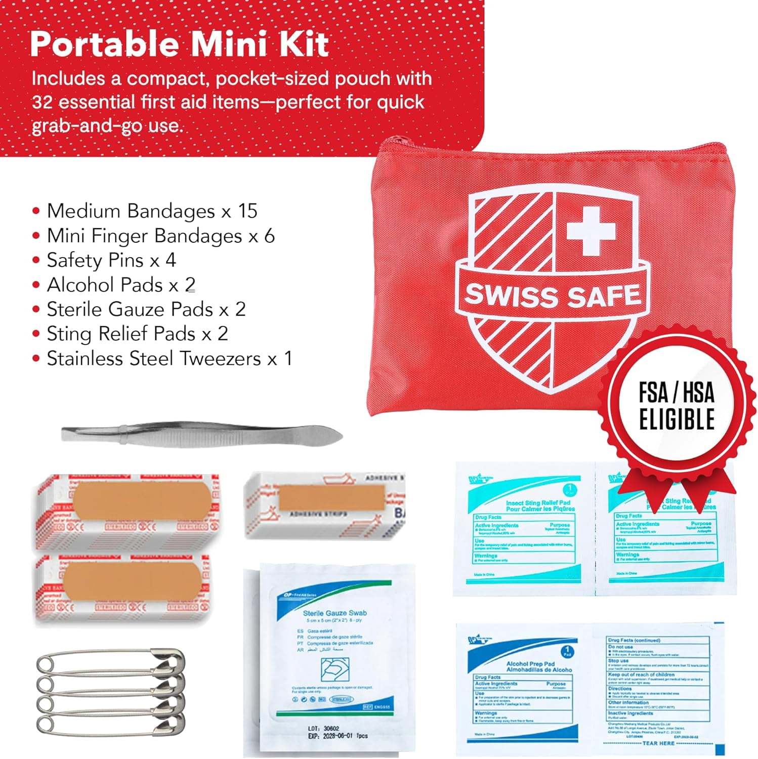 2-in-1 First Aid Kit for Car, Travel & Home, Businesses - Bonus Mini Kit for Medical Emergency Aid, Survival, Camping - FSA & HSA Eligible - 348 Pcs, Large Hardcase FAK