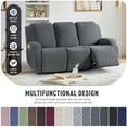 thumbnail image 4 of Timeles Recliner Covers, Stretch Reclining Chair Covers, Recliner Sofa Slipcovers Stripe Jacquard Recliner Couch Covers Furniture Protector Covers for Pet Kid (3 Seater, Gray), 4 of 7