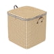 thumbnail image 1 of Amarillo Houndstooth bolsa de almacenamiento de gran capacidad plegable armario portátil de clasificación de ropa de almacenamiento con cremallera asa reforzada para el hogar, 1 of 7
