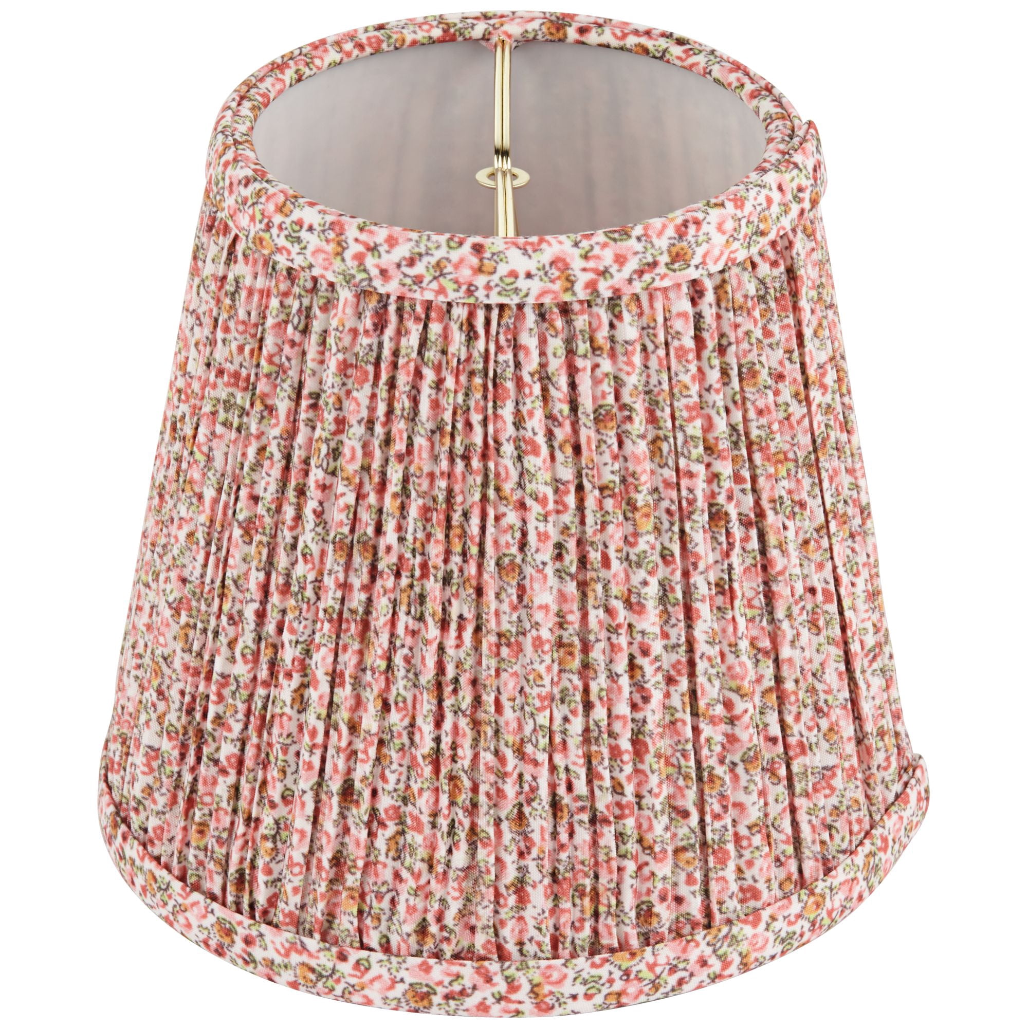 Springcrest 4" Top x 6" Bottom x 5 1/2" High x Print Lamp Shade Replacement Small Pink Red Leaf Shirred Pleated Clip On Candelabra