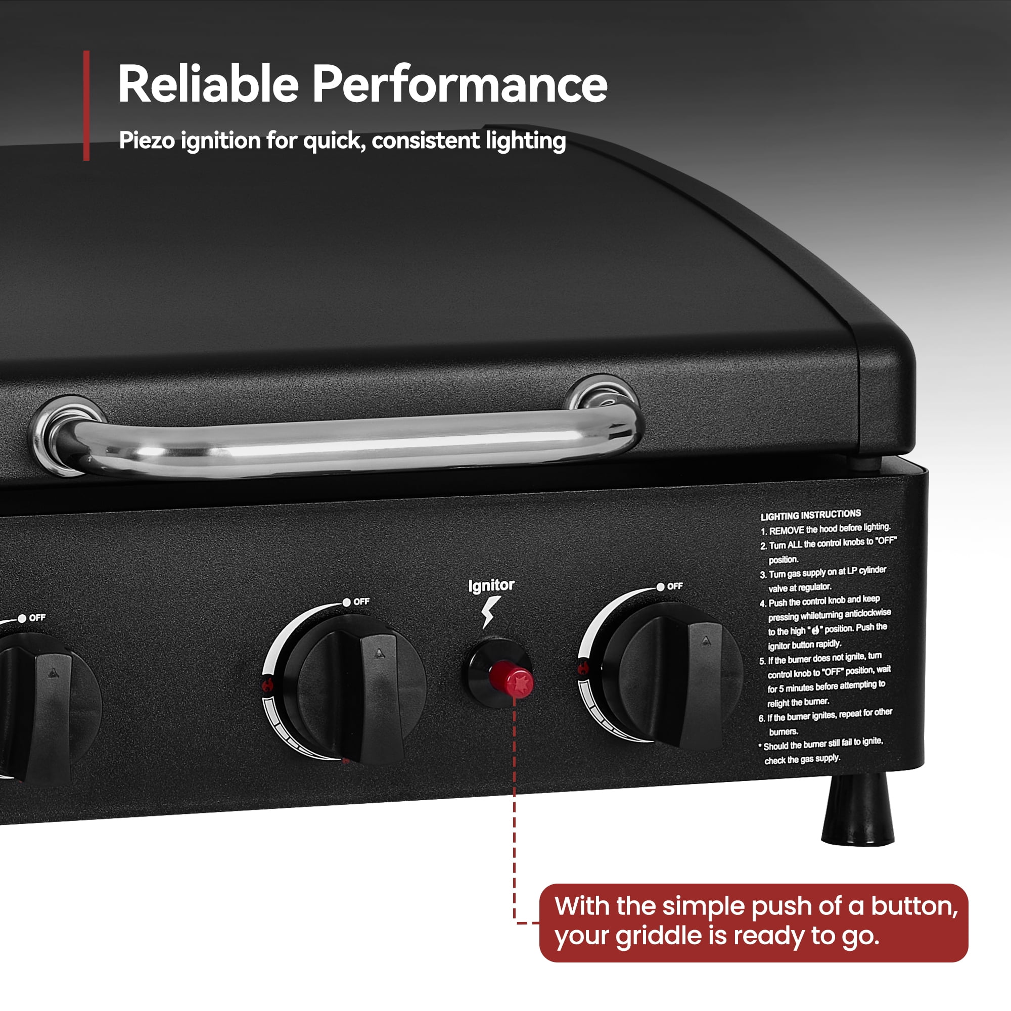 Royal Gourmet PD1503H Portable 3-Burner Propane Griddle with Hood for Backyard, Patio and Outdoor Cooking, Black
