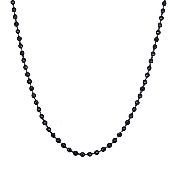 KONTONTY Women's Beaded Necklace Set, Black Titanium Steel Round Beads, Lightweight Fashion Jewelry Accessory
