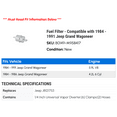 thumbnail image 2 of Fuel Filter - Compatible with 1984 - 1991 Jeep Grand Wagoneer 1985 1986 1987 1988 1989 1990, 2 of 2