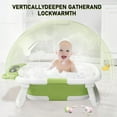 thumbnail image 6 of TOPCHANCES Foldable Baby Bathtub for Infants to Toddler, Portable Travel Bathtub with Thermometer & Bath Cushion & Bath Cap, Baby Bathtub for Newborn 0-12 Month (Green), 6 of 11