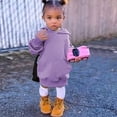 thumbnail image 2 of kpoplk Girl's Casual Hoodie Back Pattern Slogan Print Loose Fit Pullover Sweatshirt 12-24 Months,Purple, 2 of 9