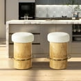 thumbnail image 6 of Jennifer Taylor Home Nebula 26" Backless Round Upholstered Counter Stool with Burl Wood, Ivory White Bouclé, 6 of 8
