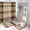 style-463, variant on 4 Piece Bathroom Shower Curtain Sets Bath Mat U-Shaped Floor Mat Toilet Lid Oval Rug Brown And Beige Checkered Pattern Waterproof Shower Curtain Buffalo Plaid for Bathtub Decor