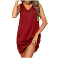 thumbnail image 2 of Crunowin Women Nightgowns Sleeveless Tank Dress Lace Sleep Dress Casual Loungewear Wine Size 2XL, 2 of 8