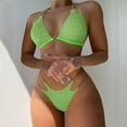 thumbnail image 2 of UTSJKR Deals Women's Micro Triangle Bikini Set Cut Out Chain Two Piece Bathing Suit Retro 2 Piece Swimsuits Sets Cute Holiday 2025 Summer Fashion Green S, 2 of 5