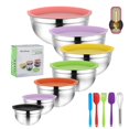 thumbnail image 1 of JASUVII Juego de Tazones/Bowls de 7 Piezas, Cuencos para Mezclar con Tapas Herm&eacute;ticas, Bowls de Acero Inoxidable para Cocina, Parte Inferior de Silicona Antideslizante, （7 tama&a, 1 of 7