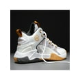 thumbnail image 4 of Gomelly Boy Running Shoe Mid Top Basketball Shoes Lace-up Sneakers Comfortable Trainers Athletic Outdoor Sneaker White Gold-Double Mesh 2Y, 4 of 6