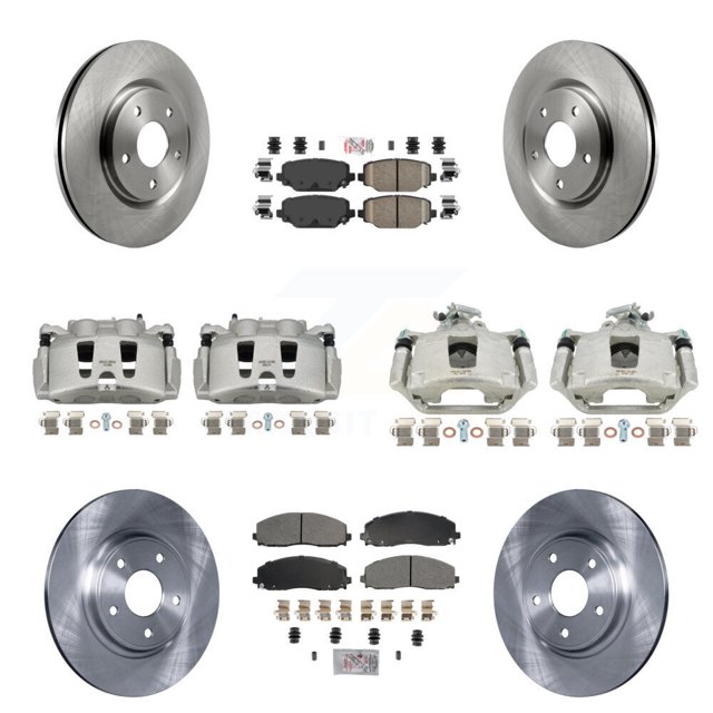 Transit Auto Front Rear Disc Brake Caliper Rotors and Semi-Metallic Ceramic Pads Kit (10Pc) for Car Dodge Grand Caravan KC8-102626N