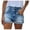 Blue, variant on PMVFHDE High Waist Denim Shorts For Women Fashion Distressed Hole Rolled-Up Hem Stretch Shorts For Women Hot Pants Dark Blue,M