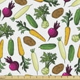 thumbnail image 1 of Vegetable Fabric by the Yard, Pattern of Farm Cucumber Carrot Potato Beet Kohlrabi and Radish Healthy Food, Decorative Upholstery Fabric for Sofas and Home Accents, 2 Yards, Multicolor by Ambesonne, 1 of 4