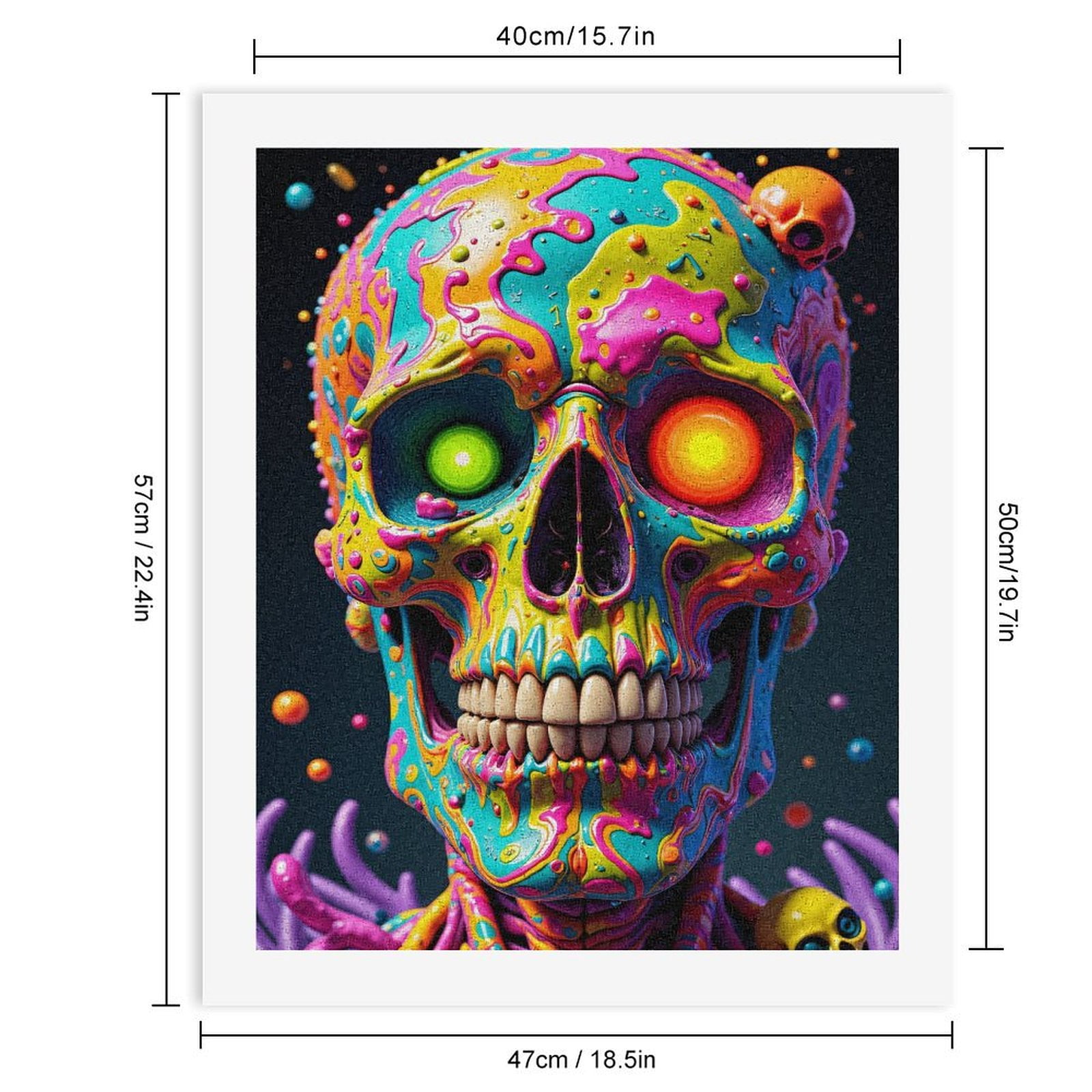 Paint By Numbers Kit for Adults Beginner - DIY Psychedelic Skull Colorful Art Canvas Painting Kits for Adults, Frameless Paint By Number for Adults for Home Wall Decor 16x20 Inch