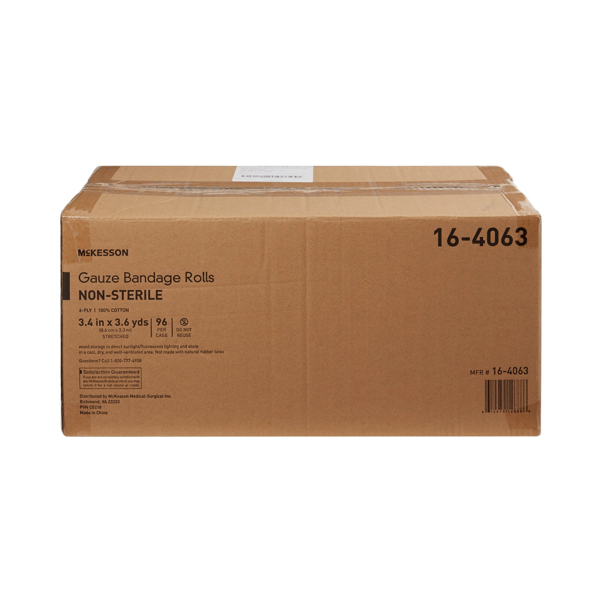 McKesson Gauze Bandage Rolls, 6-Ply, Non-Sterile - 3 2/5 in x 3 3/5 yd, 96 Ct