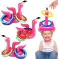 thumbnail image 1 of 15 piezas de flamencos inflables para piscina, juego de lanzamiento de aros, decoraciones para fiestas, juguetes de playa, 1 of 5