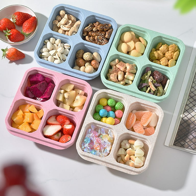 4 Pcs Four-compartment Platter Fruit Snack Snack Packaging Lunch