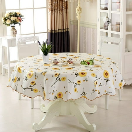 

Sufanic Waterproof Vinyl Tablecloth Round Table Cloth Wipeable Table Cover for Kitchen and Dining Room (Sunflower 72 Round)
