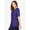 thumbnail image 3 of Jessica London Women's Plus Size Stretch Cotton Square Neck Tee, 3 of 6