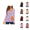 thumbnail image 1 of Womens Long Sleeve Tops 2026 Fall Winter Basic Square Neck Fitted Breathable Undershirt T Shirt, 1 of 7