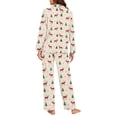 thumbnail image 3 of SCRAWLGOD Deer Long Sleeve Pajama for Women Button Up Pj for Womens Christmas Tree Pajamas Size 3XL V Neck 2 Pjs Sets Elastic Ladies Jogger Pjs Set with Pockets, 3 of 7