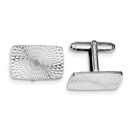 925 Sterling Silver Men's Rhodium Plated Textured Swirl Cuff Links