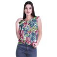 thumbnail image 4 of Moomaya Tops For Women Work Casual Printed Round Neck Ruffle Casual Crop Top, 4 of 5