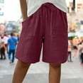 thumbnail image 7 of Xudanell Shorts For Women Knee Length Cotton Linen Wide Leg High Waisted Beach Summer Pants Casual Vacation Short Pant(Red,XXXL), 7 of 7