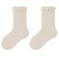 thumbnail image 2 of THDHVS Girls Socks, Kids Mid Crew Socks with Decorative Lace for Daily Boys and Girls Wear Ankle Socks Are Versatile Choice for School and Play Activities Beige XL, 2 of 3
