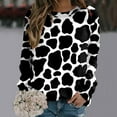 thumbnail image 2 of Womens Sweatshirt Tops Spring Fashion Drop Shoulder Cow Printed Long Sleeve Loose Fit Round Neck Casual Sweatshirt for Women Sweatshirts Pullover Fall Tops, 2 of 4