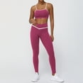 thumbnail image 1 of PISONIC Women 2 Piece Workout Sets Color Block Sports Bras Crossover Leggings Set Workout Tracksuit Yoga Outfits, 1 of 7