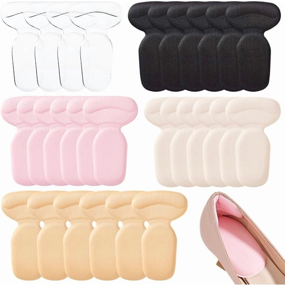 14 Pairs Heel Pads for Shoes 5 Colors Silicone T-Shape Heel Protectors Shoe Inserts Heel Grips Gel Heel Pads for Blisters Pain Rubbing Prevent Slip Fit Shoes Boots Sandals High Heel colorful