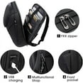 thumbnail image 4 of BANGE Mochila Laptop Inteligente Impermeable de Tela Oxford de 15,6'', Negra, 4 of 7