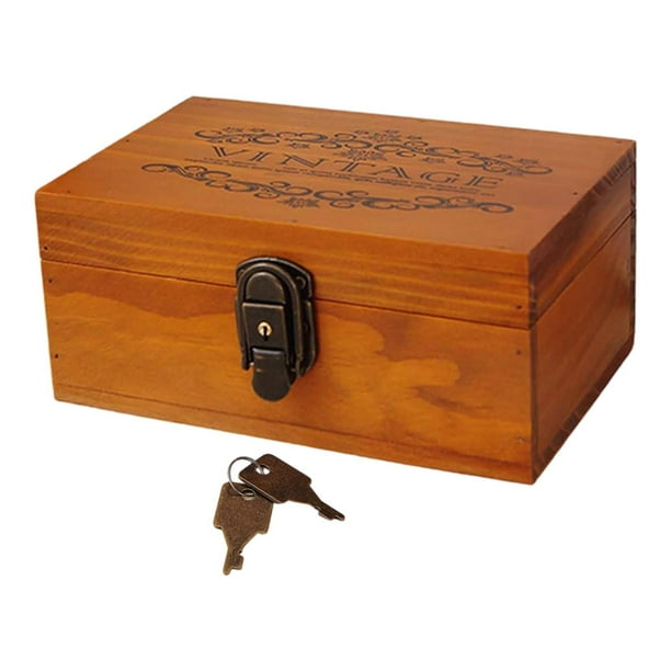 Caja de madera para guardar recuerdos, organizador de baratijas, diseño retro para libros, joyas y documentos. 213x14x10cm