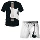 thumbnail image 3 of Conjunto de pantalones cortos de manga corta con estampado 3D y patrón de guitarra musical personalizado Conjunto holgado de 2 piezas para hombre, 3 of 5