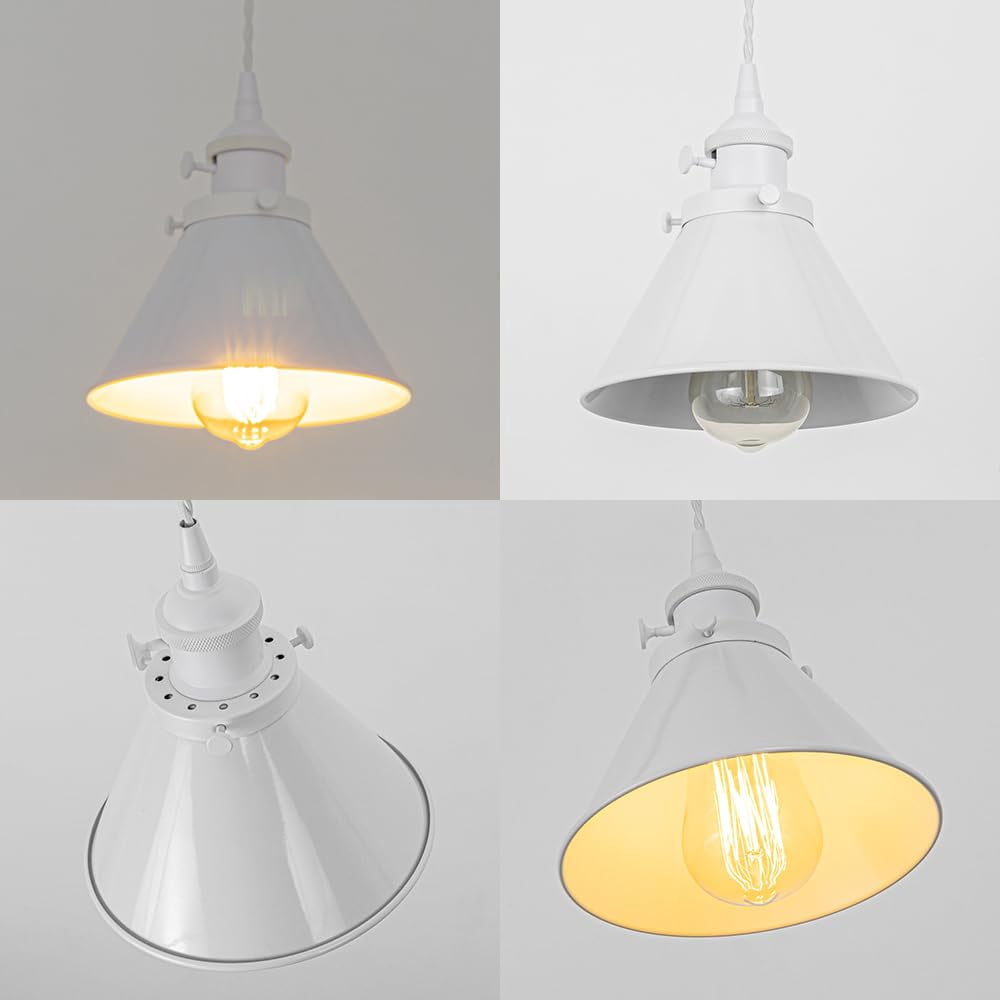 KAYYELAMP 1x Plug in Cable Track Rail, 2X Adjustable Cord White Track Lighting Fixtures White E26 Base H-Type Vintage Design for Kitchen Loft(No Bulb)