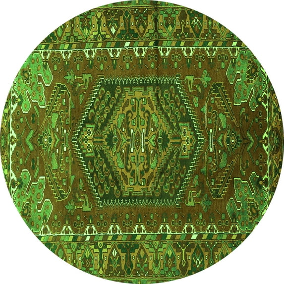 Ahgly Company Indoor Round Persian Green Traditional Area Rugs, 5' Round