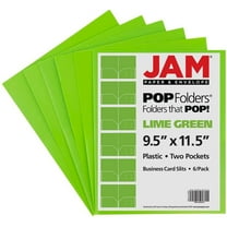 JAM Paper Plastic 2 Pocket School POP Folders, Lime Green, 6 per Pack