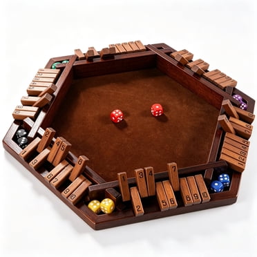 Wooden Shut The Box Dice Game for 2-6 Players, Classic Tabletop Pub Board Game Family Math Games, Pine Wood Portable Game for Parties & Gatherings