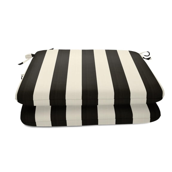 Casual Cushion Outdoor Chair Cushion, Striped Sunbrella Fade-Resistant for Patio Dining Chairs, Kitchen & Porch Benches, 20"W x 18"D, 2.5" thick, Reversible, Maxim Classic