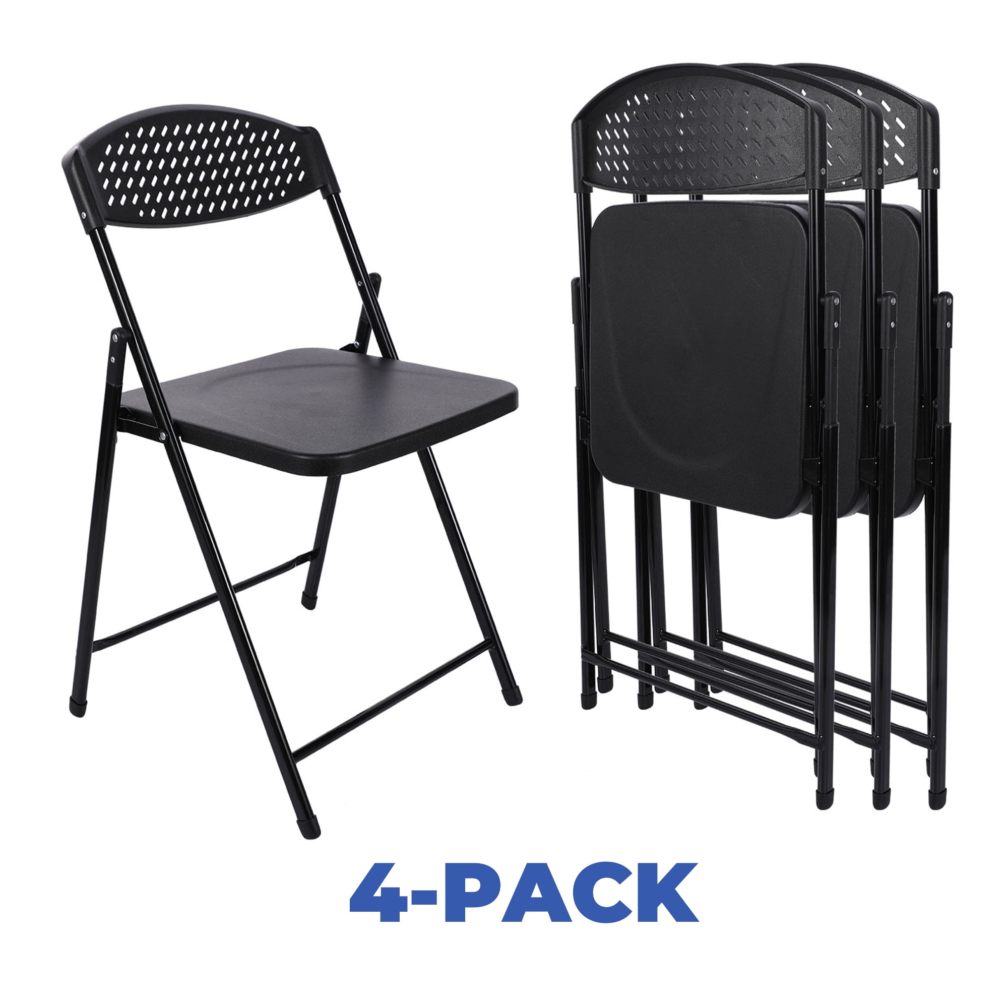 (3 pack) Mainstays Folding Chairs, Light-Weight, Black, Set of 4