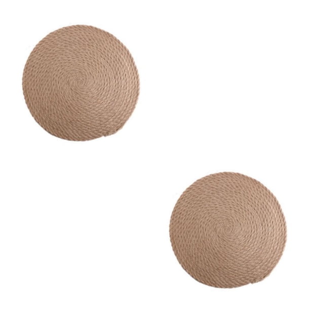 Toystoory Manteles individuales trenzados redondos de cáñamo, posavasos para mesa, posavasos aislantes para café, lino, tejido antideslizante, 18 cm 2piezas