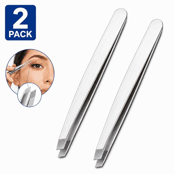 Tweezers for Women Facial Hair, Professional Stainless Steel Tweezer Set for Eyebrows, Chin Hair & Ingrown Hair Removal, Slanted Tip Tweezers for Fine Hair Plucking, Men & Women